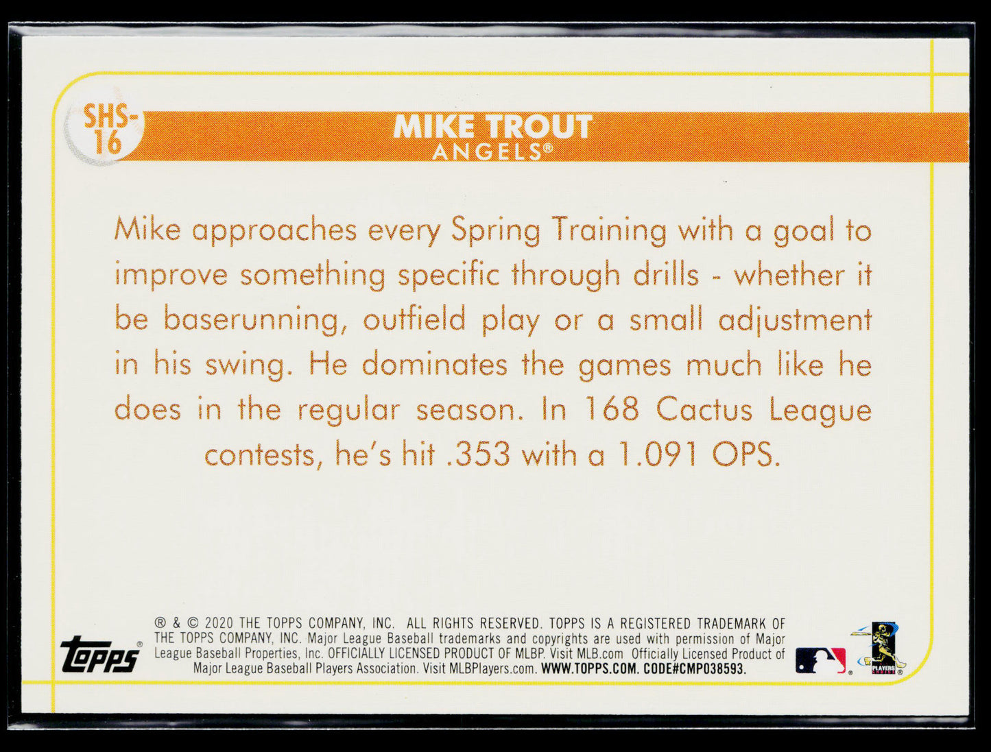 2020 Topps Opening Day Mike Trout Spring Has Sprung #SHS-16