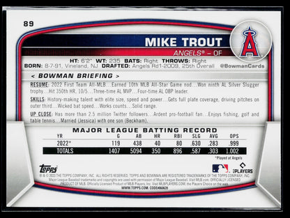 2023 Bowman Mike Trout #89