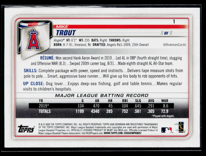 2020 Bowman Mike Trout #1