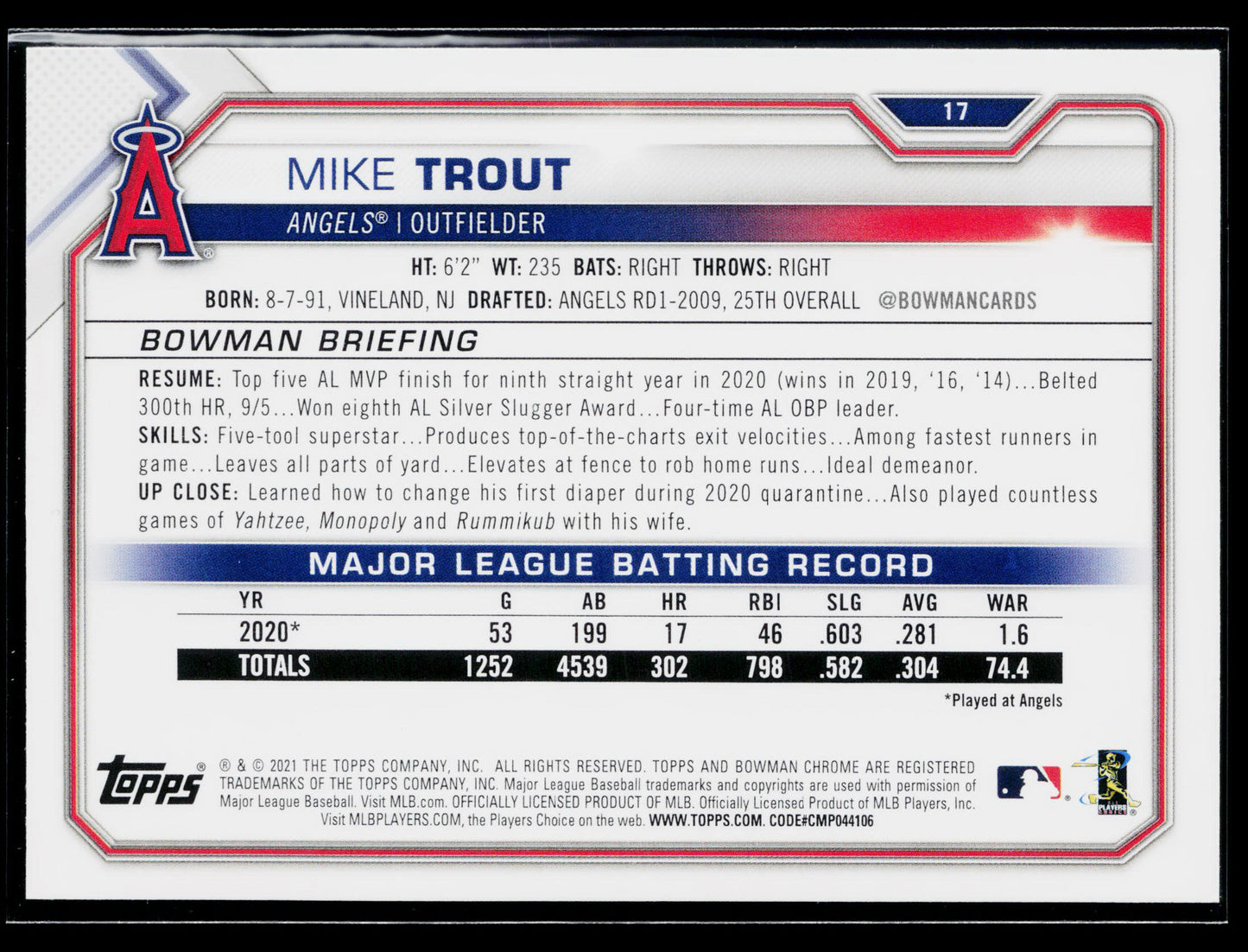 2021 Bowman Mike Trout #17