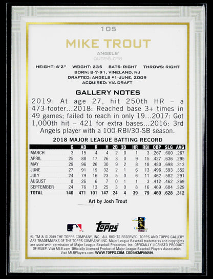 2019 Topps Gallery Mike Trout #105
