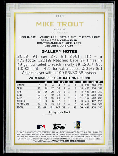 2019 Topps Gallery Mike Trout #105