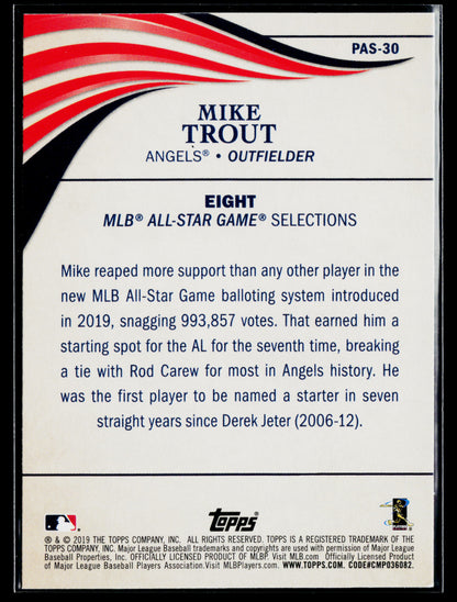 2019 Topps Update Mike Trout Perennial All-Stars #PAS-30