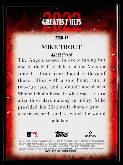 2023 Topps Mike Trout 2022 Greatest Hits #22GH-18