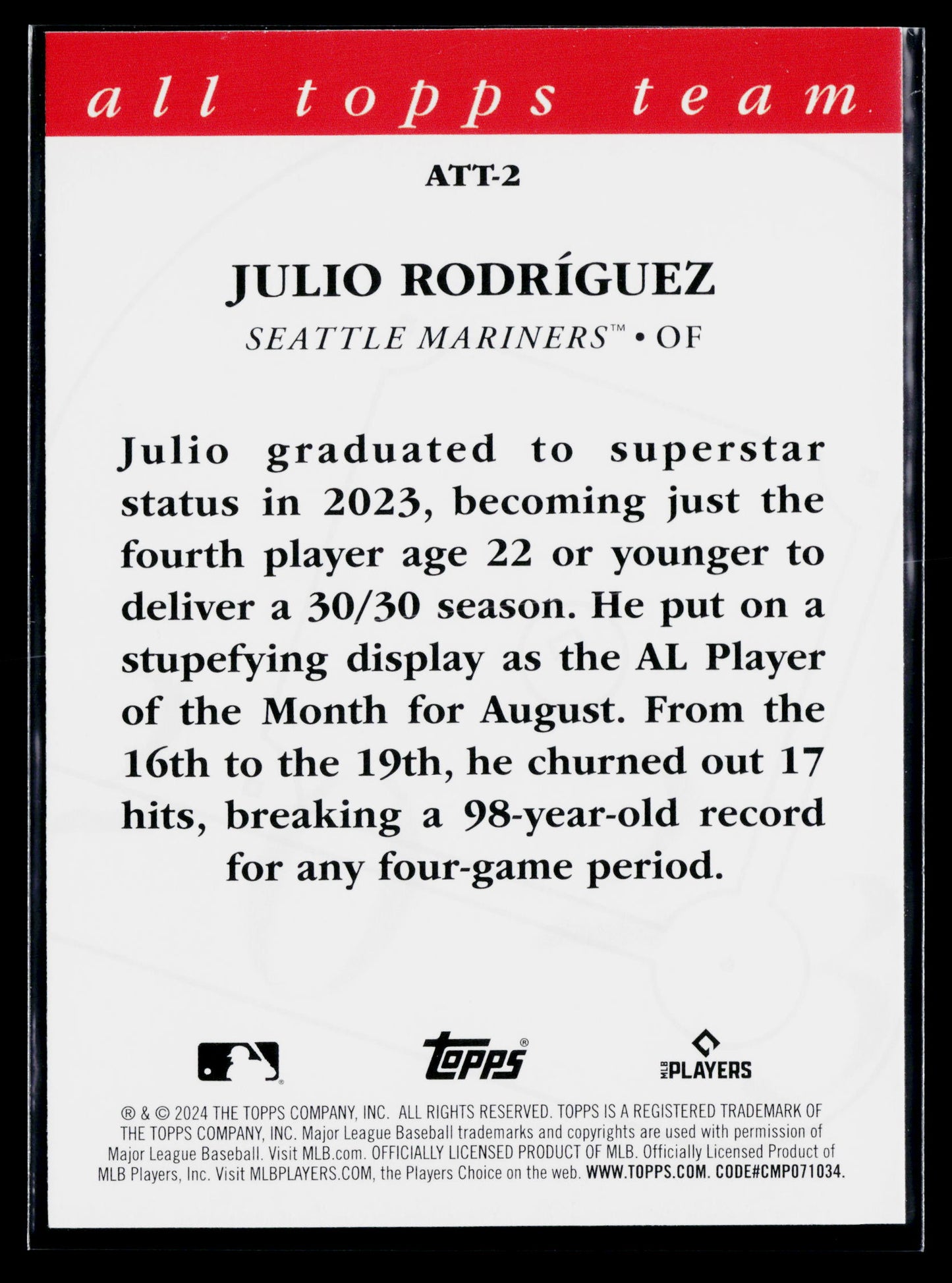 2024 Topps Julio Rodríguez 2023 All Topps Team #ATT-2
