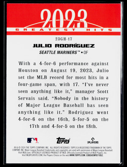 2024 Topps Julio Rodríguez 2023 Greatest Hits #23GH-17