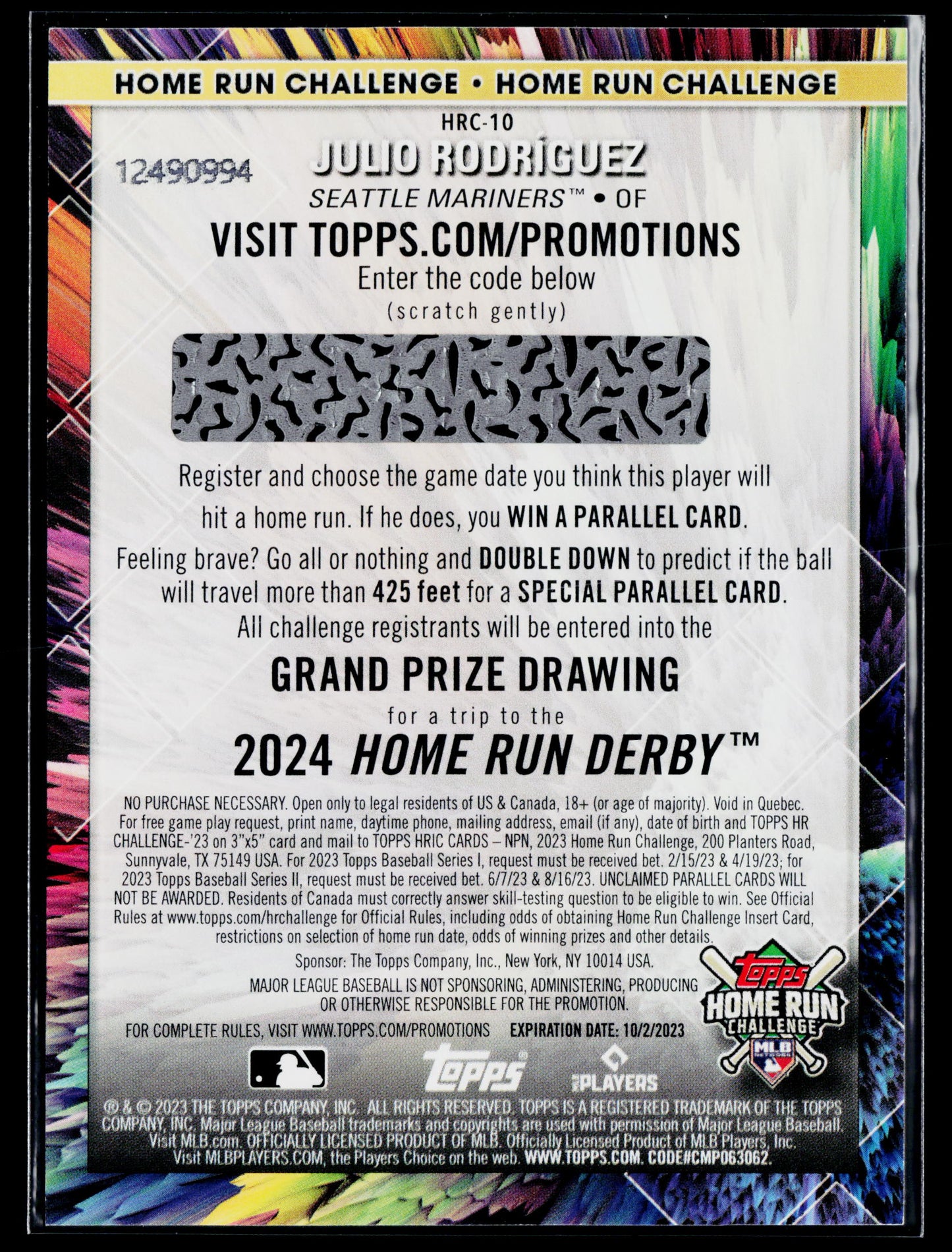 2023 Topps Julio Rodríguez Home Run Challenge (Series One) #HRC-10