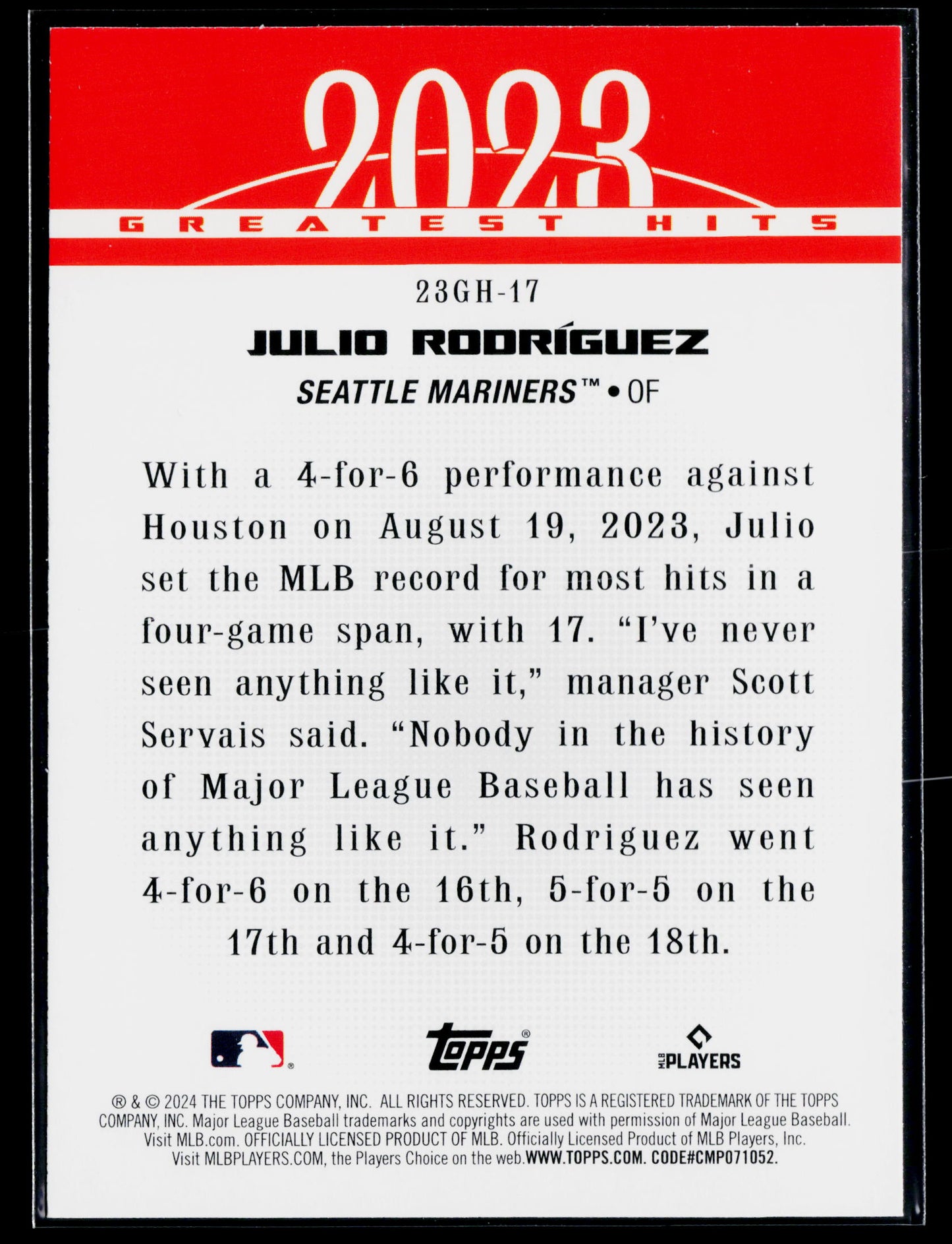 2024 Topps Julio Rodríguez 2023 Greatest Hits #23GH-17