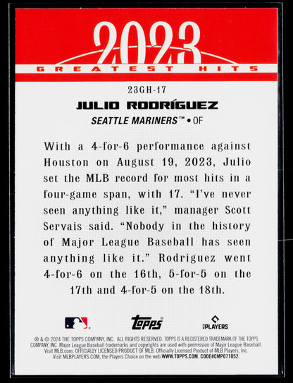 2024 Topps Julio Rodríguez 2023 Greatest Hits #23GH-17