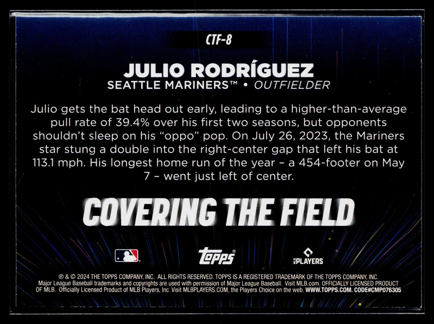 2024 Topps Julio Rodríguez Covering the Field #CTF-8