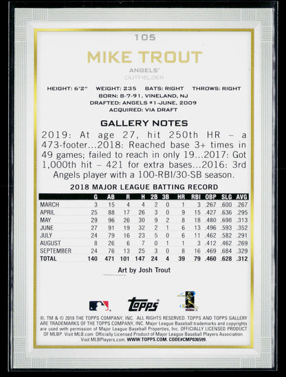 2019 Topps Gallery Mike Trout #105
