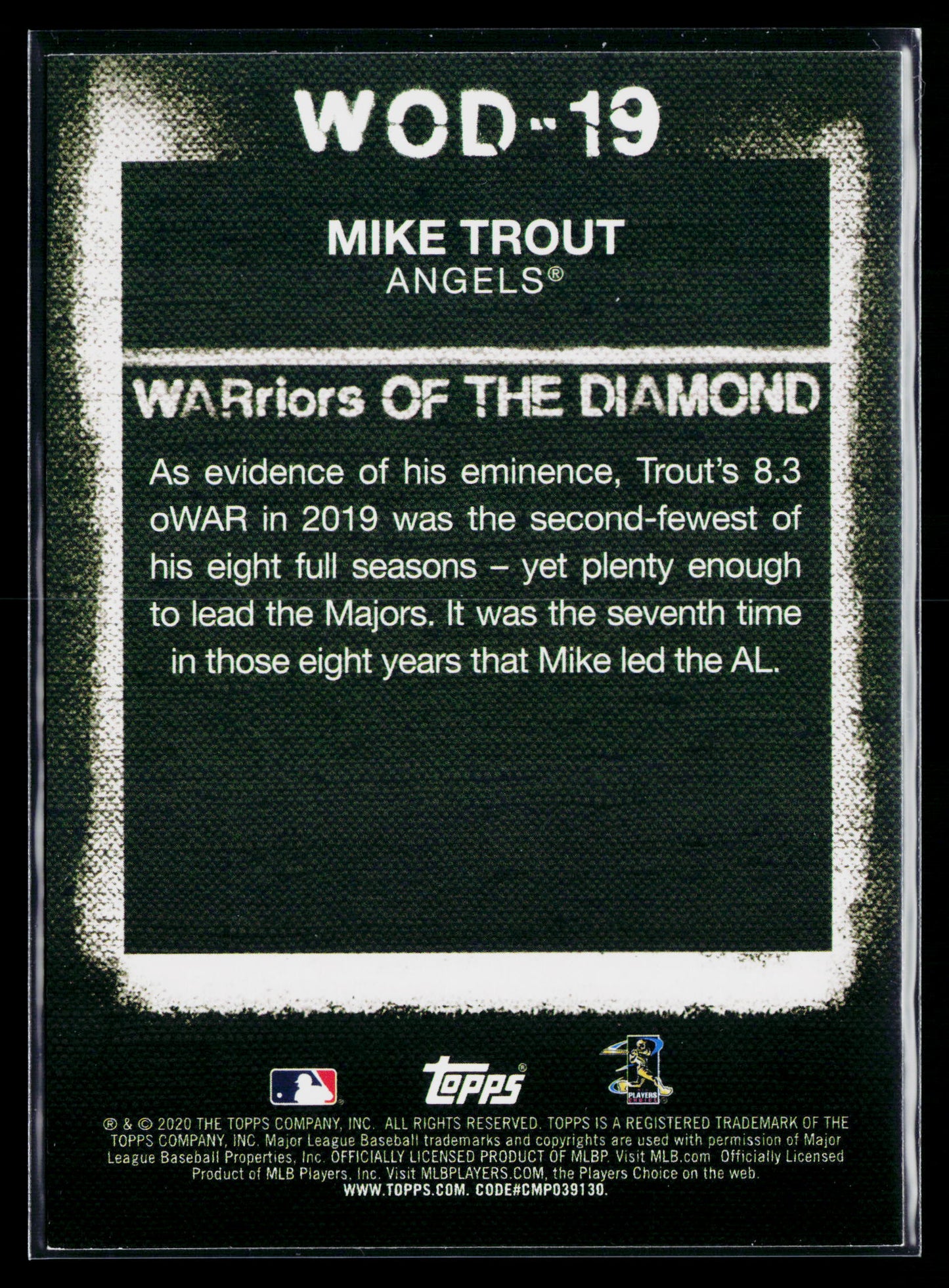2020 Topps Mike Trout WARriors of the Diamond #WOD-19