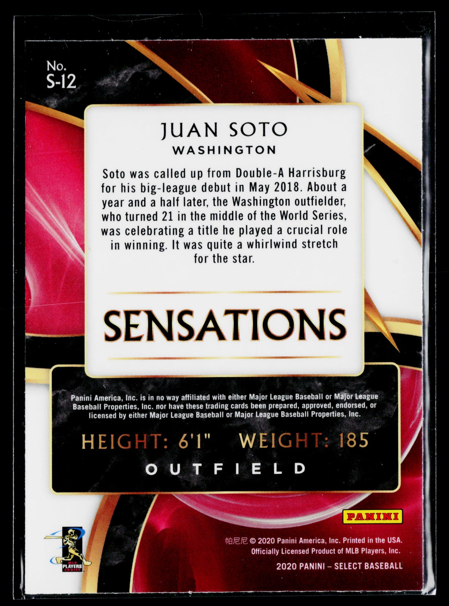 2020 Panini Select Juan Soto Sensations #S-12