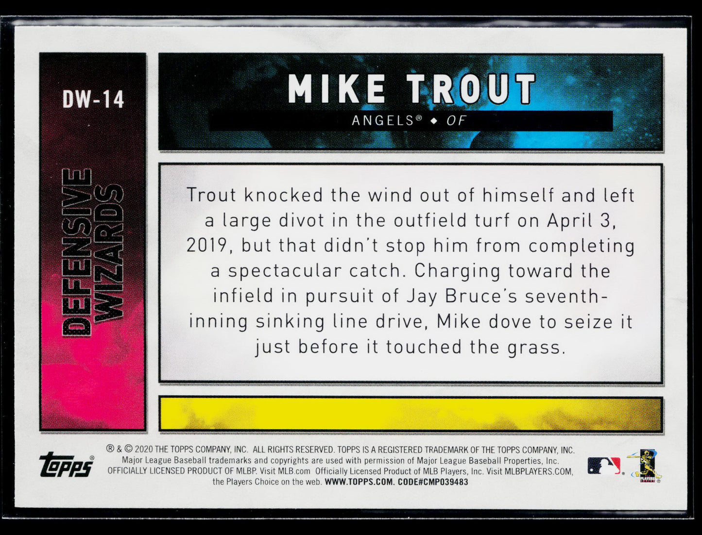 2020 Topps Big League Mike Trout Defensive Wizards #DW-14