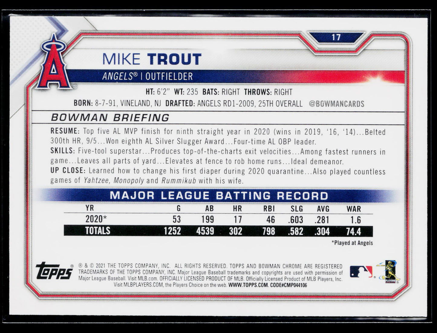 2021 Bowman Mike Trout #17