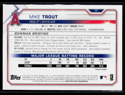 2021 Bowman Mike Trout #17
