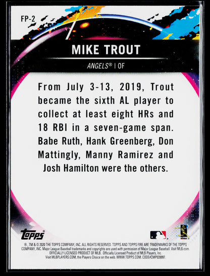 2020 Topps Chrome Mike Trout Topps Fire NBCD Preview #FP-2
