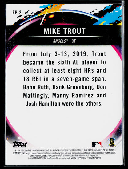 2020 Topps Chrome Mike Trout Topps Fire NBCD Preview #FP-2