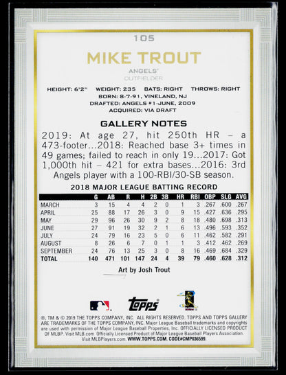 2019 Topps Gallery Mike Trout #105