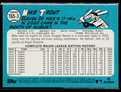 2021 Topps Mike Trout 1965 Topps Redux #T65-3
