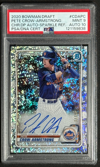 2020 Bowman Chrome Pete Crow-Armstrong Sparkle Refractor Auto /71 PSA AU 10 MT 9