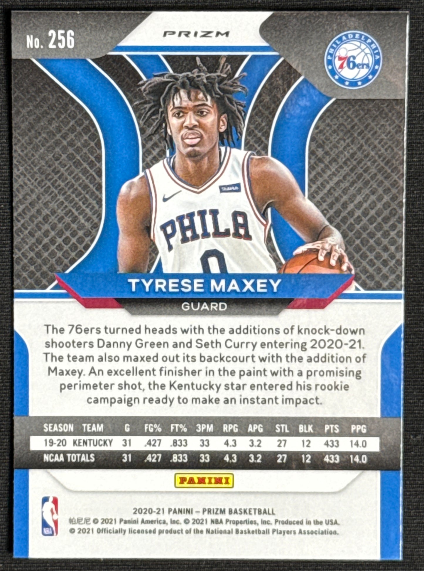 2020-21 Panini Prizm Tyrese Maxey Rookie Silver Prizms #256