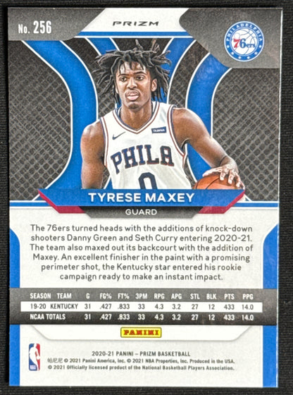 2020-21 Panini Prizm Tyrese Maxey Rookie Silver Prizms #256
