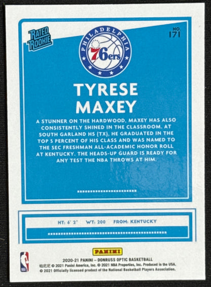 2020-21 Donruss Optic Tyrese Maxey Rookie #171