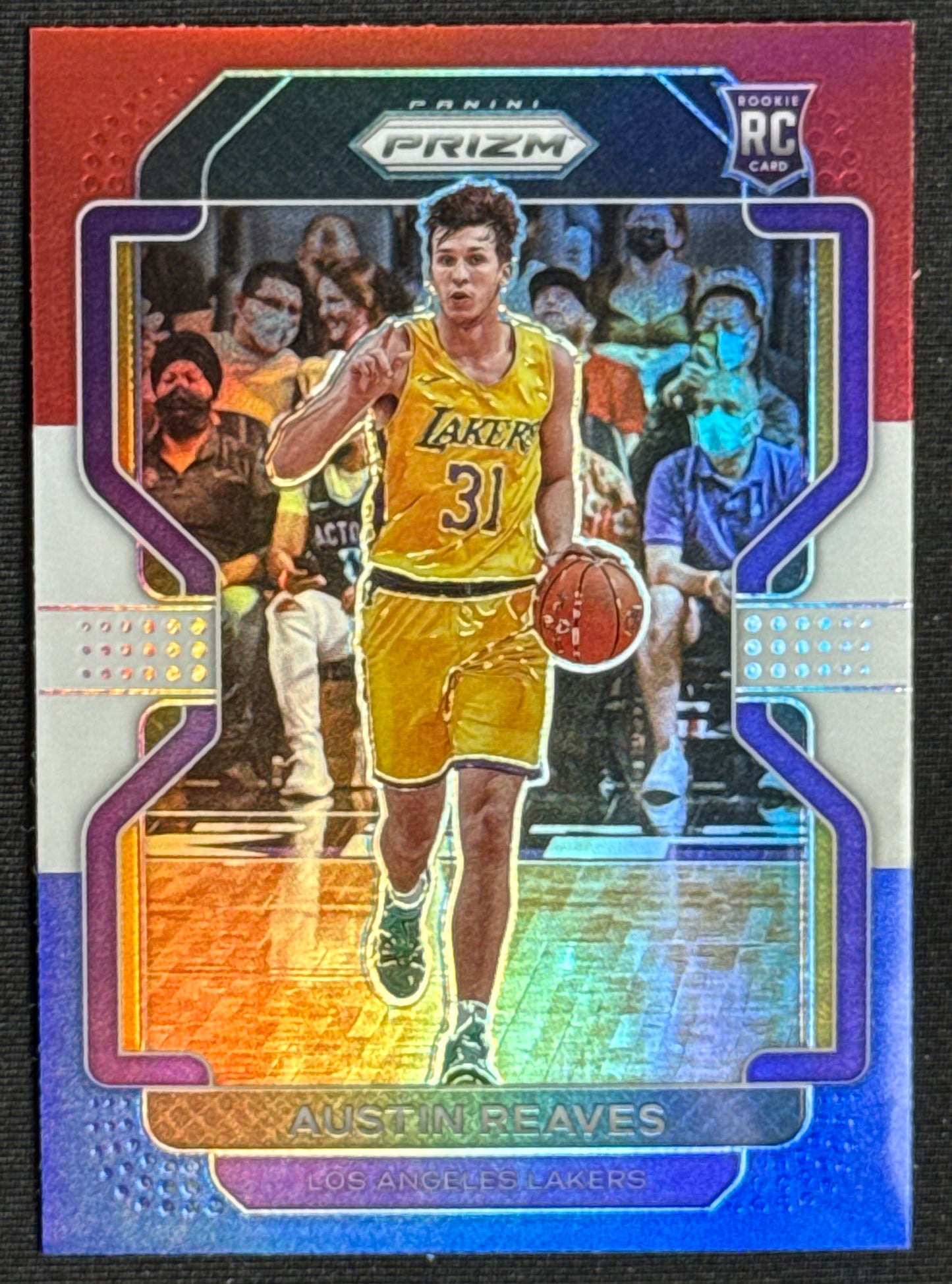 2021-22 Panini Prizm Austin Reaves Rookie Red White and Blue #165