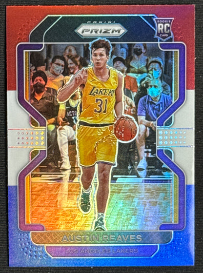 2021-22 Panini Prizm Austin Reaves Rookie Red White and Blue #165