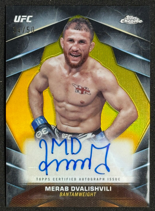 2024 Topps Chrome UFC Merab Dvalishvili Veteran Gold Auto Refractor #CVA-MDV