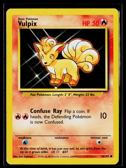 Vulpix 1999 Pokémon Base Set Common #068/102