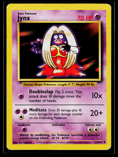 Jynx 1999 Pokémon Base Set Uncommon #031/102