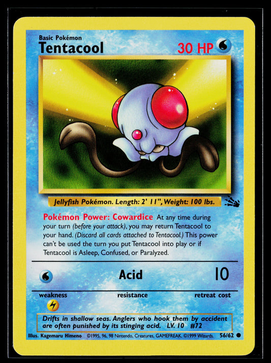 Tentacool 1999 Pokémon Fossil Common #56/62