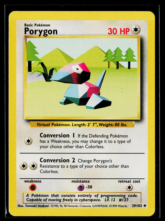 Porygon 1999 Pokémon Base Set Uncommon #039/102