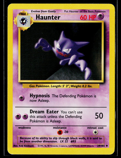 Haunter 1999 Pokémon Base Set Uncommon #029/102