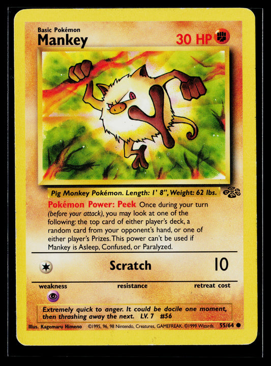 Mankey 1999 Pokémon Jungle Common #55/64