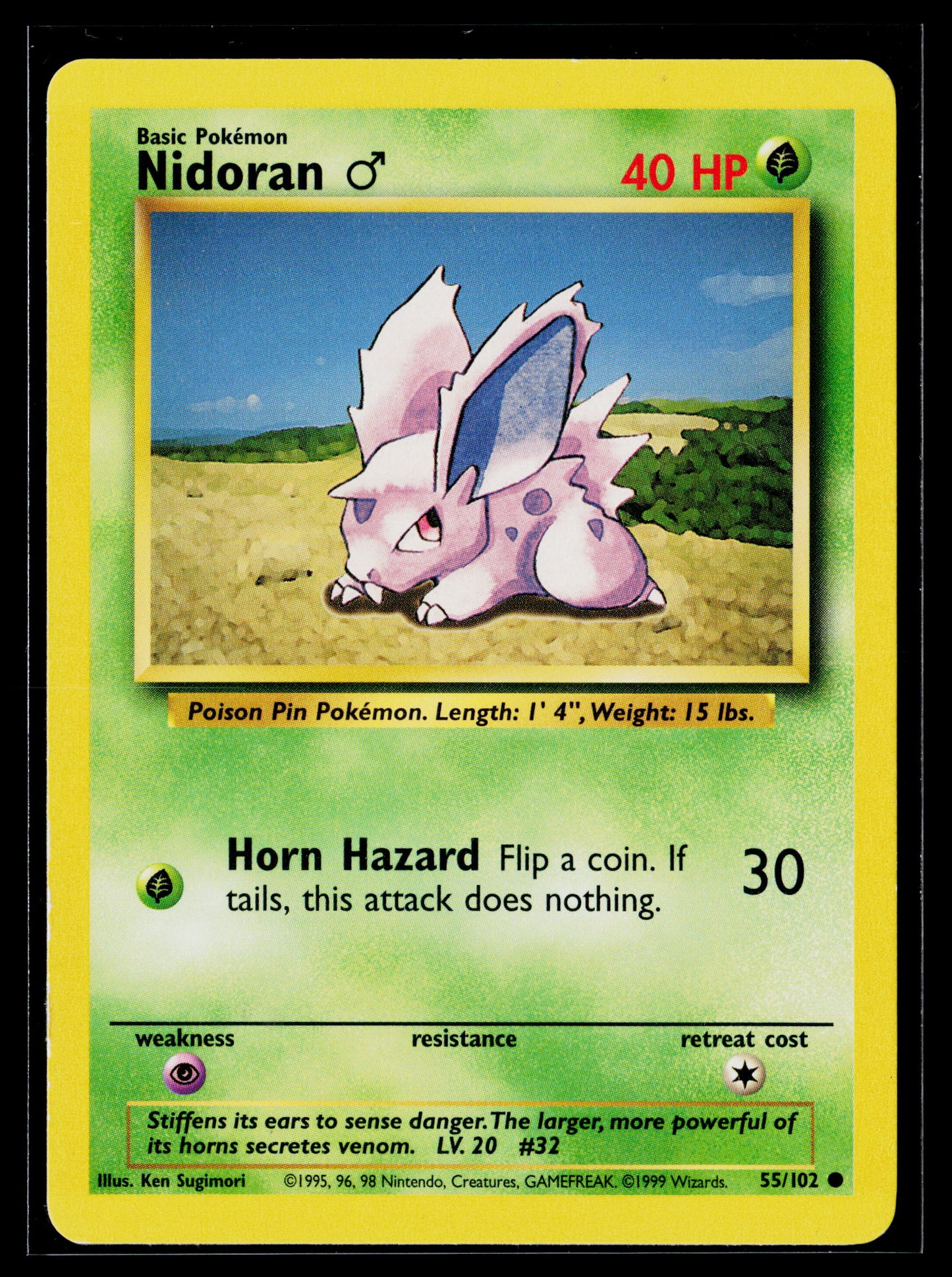 Nidoran M 1999 Pokémon Base Set Common #055/102