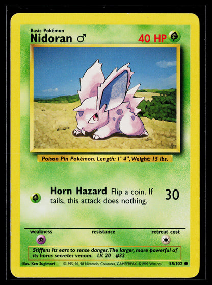Nidoran M 1999 Pokémon Base Set Common #055/102