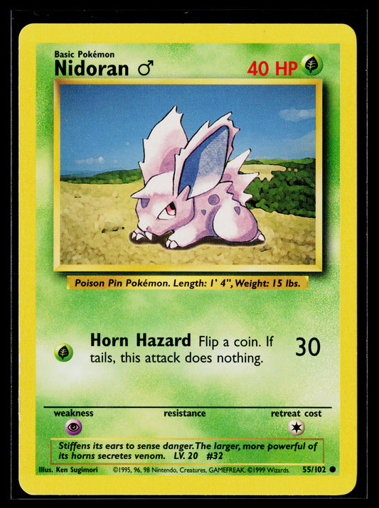 Nidoran M 1999 Pokémon Base Set Common #055/102