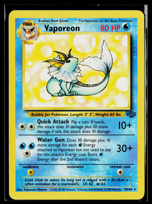 Vaporeon (28) 1999 Pokémon Jungle Rare #28/64