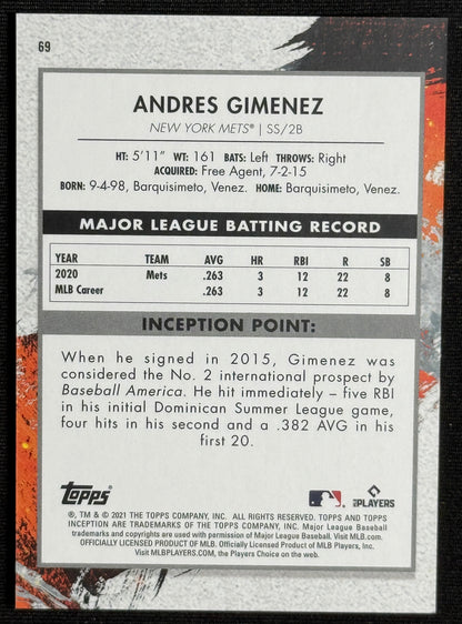 2021 Topps Inception Andres Gimenez Rookie #69