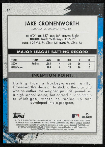 2021 Topps Inception Jake Cronenworth Rookie #17