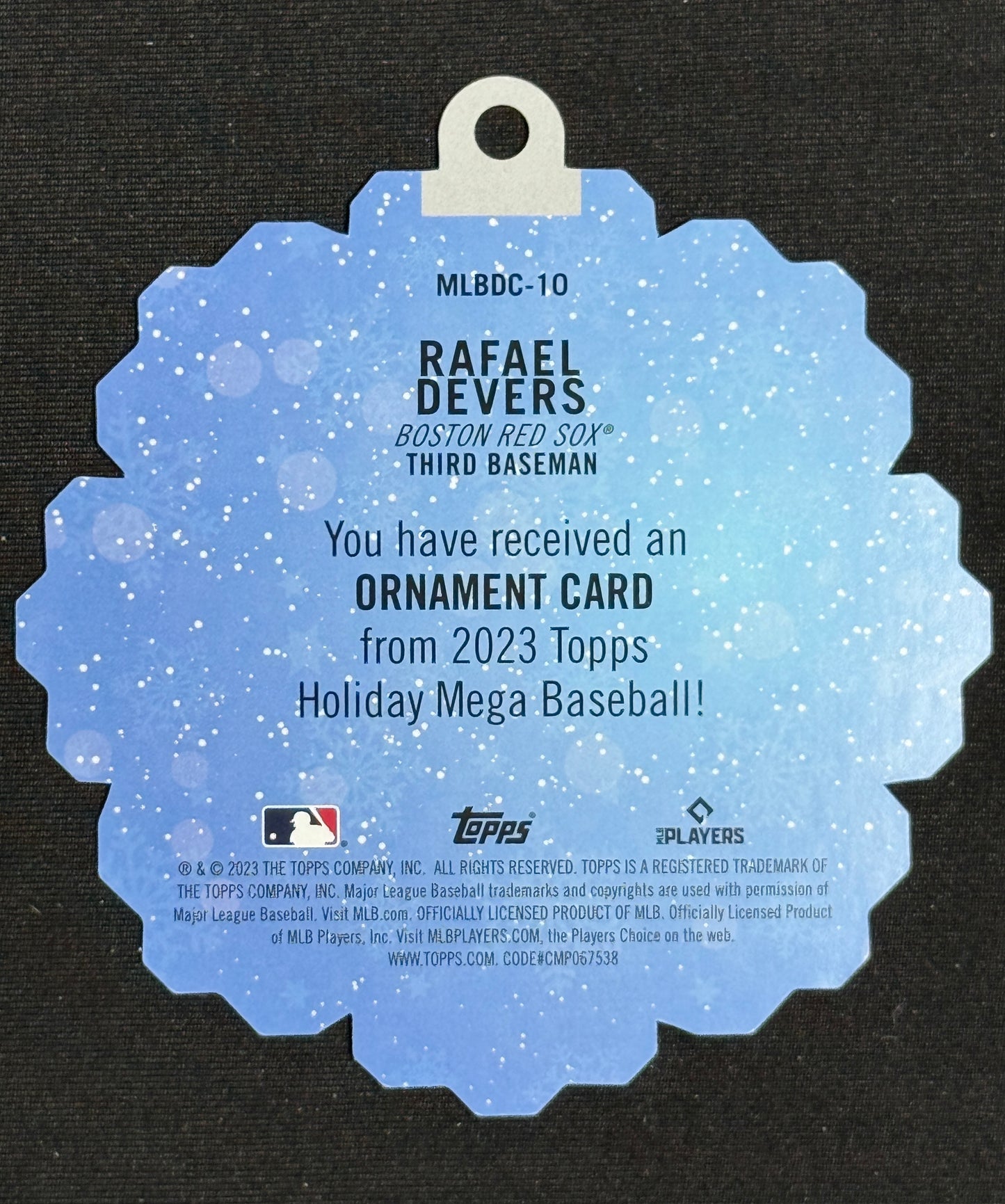 2023 Holiday Rafael Devers Oversized Die Cut Ornaments Box Toppers #MLBDC-10