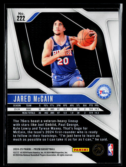 2024-25 Panini Prizm Jared McCain Rookie #222