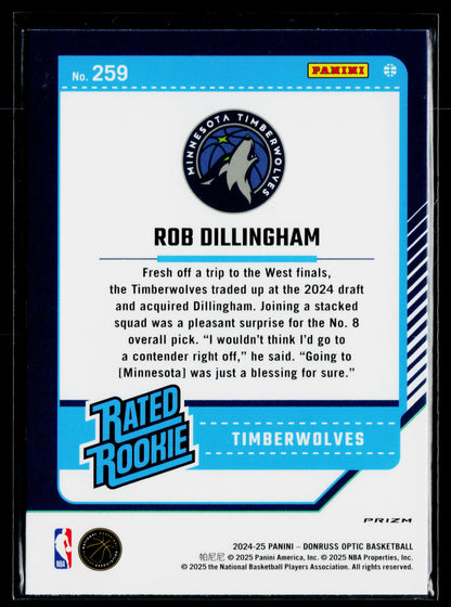 2024-25 Donruss Optic Rob Dillingham Rookie Hyper Pink #259