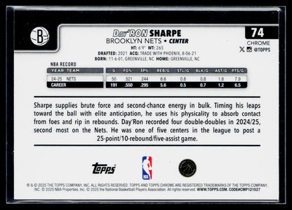 2025-26 Topps Chrome Day'Ron Sharpe Refractor #74