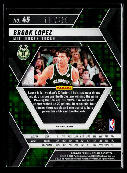 2024-25 Panini Mosaic Brook Lopez Red Seismic Mosaic #/299 #45