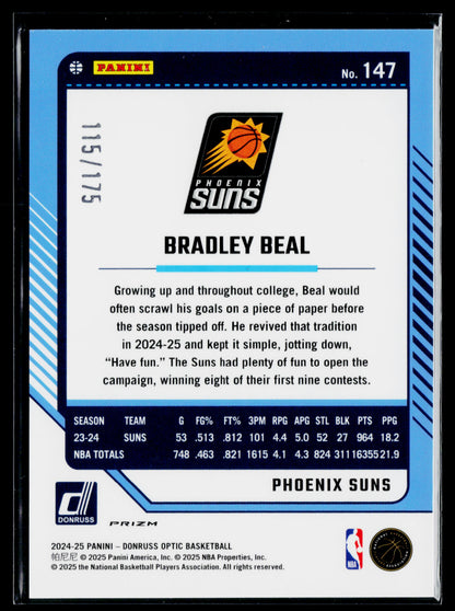 2024-25 Donruss Optic Bradley Beal Hyper Blue #/175 #147