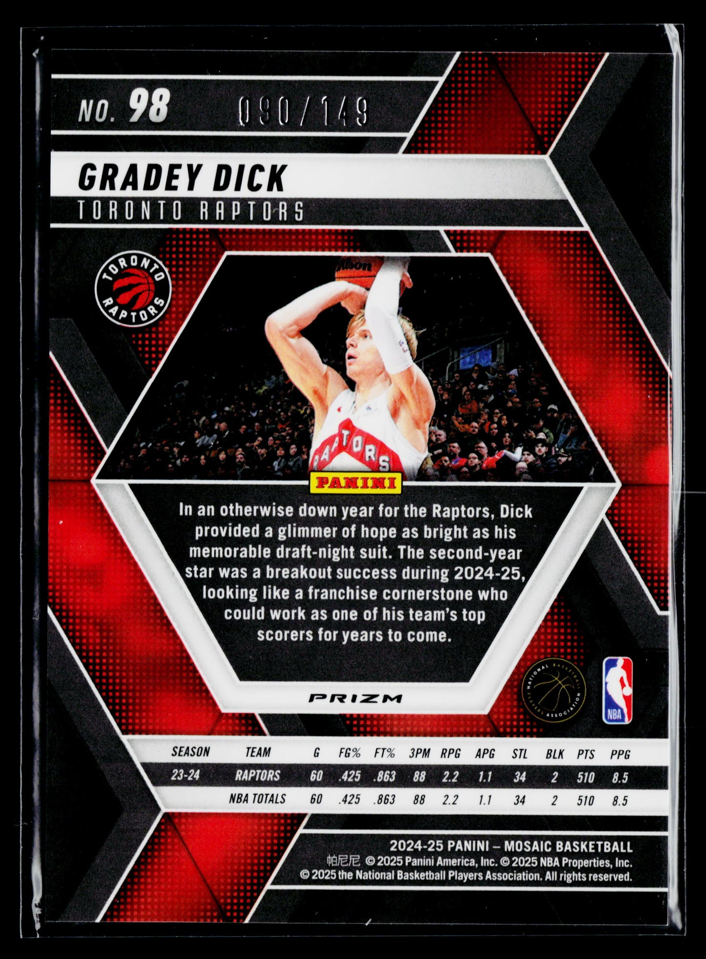 2024-25 Panini Mosaic Gradey Dick Blue Seismic Mosaic #/149 #98